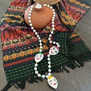 Vintage Mardi Gras Face Mask Beaded Necklace